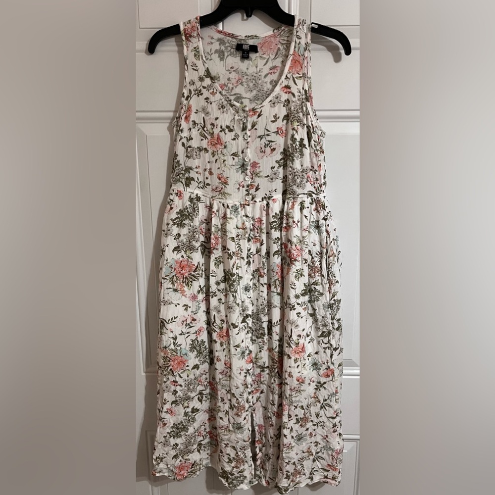 Frye‎ Dress Midi Women's S Floral Crepe Cottagecore Full Button Down Sleeveless
